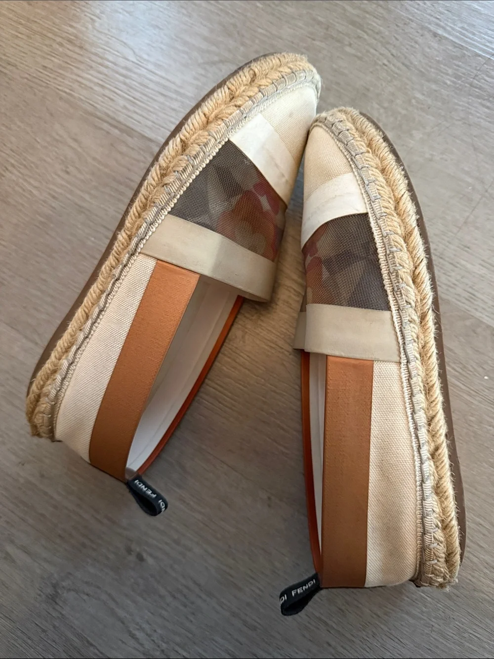 Fendi Canvas Colorblock Pattern Flats Espadrilles